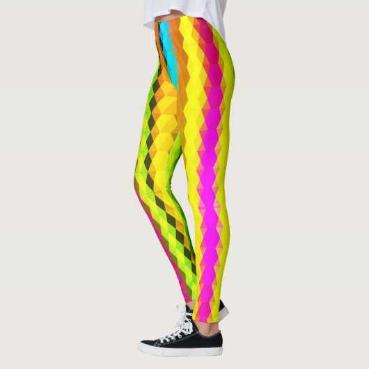 数々の色モザイク模様抽象芸術幾何学模様 レギンス (左)