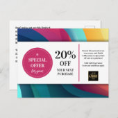 数々の色モダン渦巻きクーポンディスカウントハガキ ポストカード (正面/裏面)