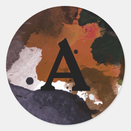 数々の色モノグラパーソナライズされたム封筒用シール ラウンドシール (正面)