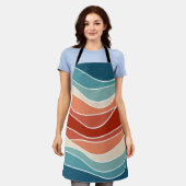 数々の色レトロスタイル波 エプロン (着用した状態)