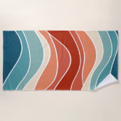 数々の色レトロスタイル波 ビーチタオル (正面)