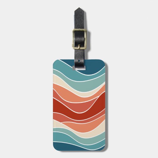 数々の色レトロスタイル波 ラゲッジタグ (正面縦)