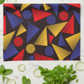 数々の色三角形パターン キッチンタオル (折り畳み)