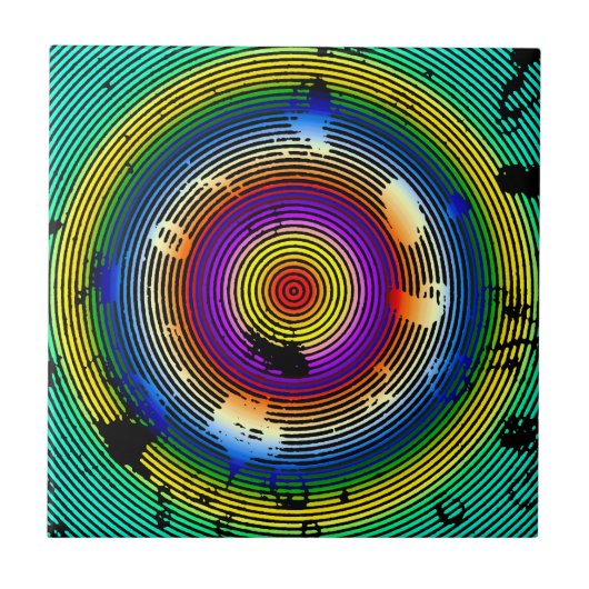 数々の色丸パターン タイル (正面)