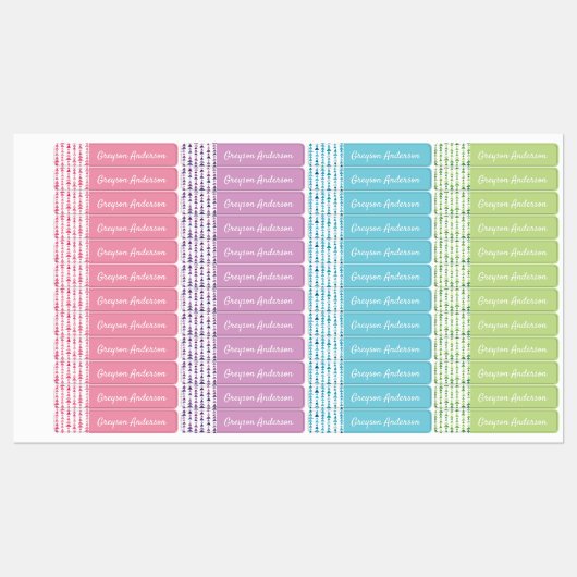 数々の色幾何三角形の子供ラベルのスキニー ラベル (シート)