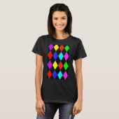 数々の色幾何学大型ハレクイン模様 Tシャツ (正面フル)