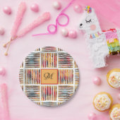 数々の色幾何学抽象芸術モノグラストライプム ペーパープレート (パーティー)