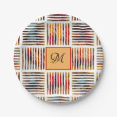 数々の色幾何学抽象芸術モノグラストライプム ペーパープレート (正面)