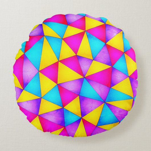 数々の色幾何形状装飾用クッション ラウンドクッション (正面)