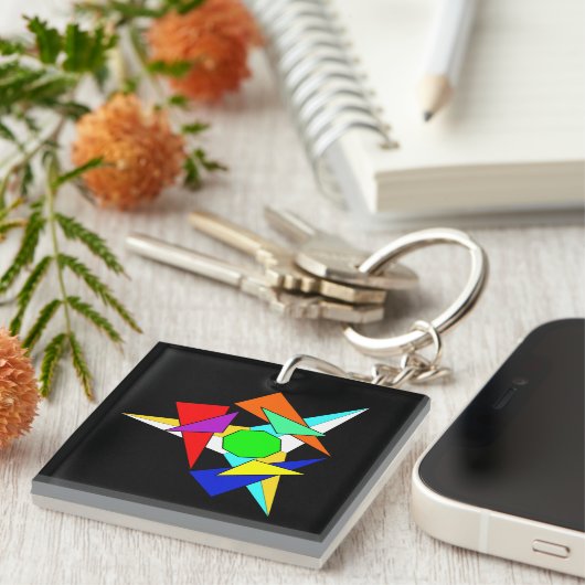 数々の色幾何星爆発 キーホルダー (正面右)