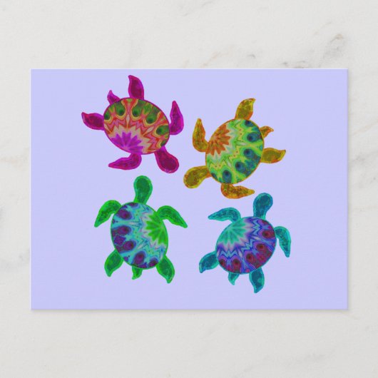 数々の色彩の鮮やか亀はがき ポストカード (正面)