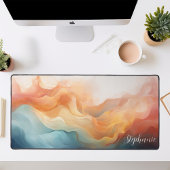 数々の色抽象芸術の液体パーソナライズされた波 デスクマット