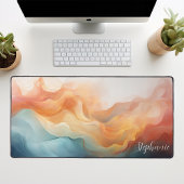 数々の色抽象芸術の液体パーソナライズされた波 デスクマット