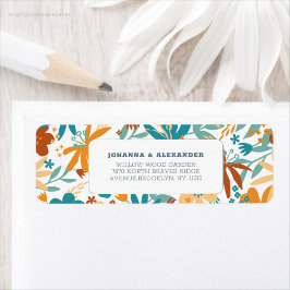 数々の色抽象芸術の結婚花 ラベル