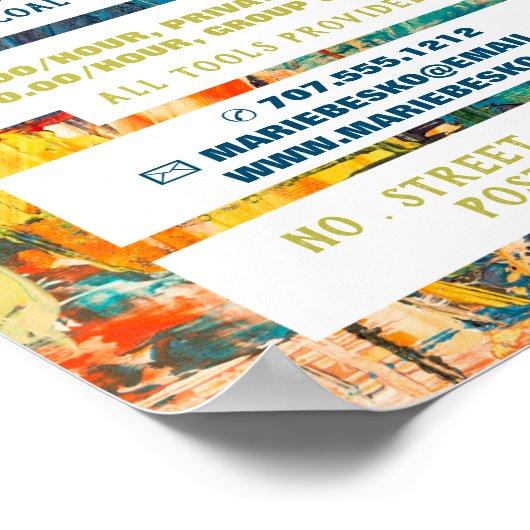 数々の色抽象芸術絵を描美術先生 ポスター (角)