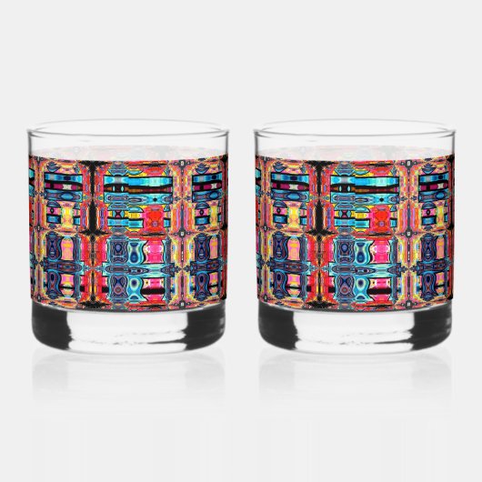 数々の色抽象芸術飲み物用品セット ウイスキーグラス (左)