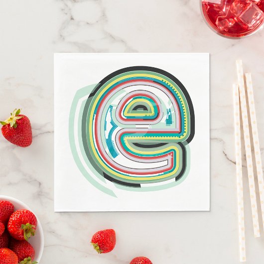数々の色文字E抽象芸術モダンタイポグラフィ スタンダードランチョンナプキン