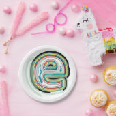 数々の色文字E抽象芸術モダンタイポグラフィ ペーパープレート (パーティー)