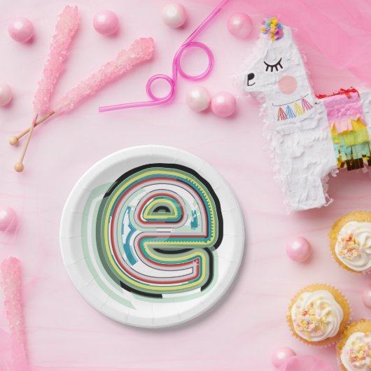 数々の色文字E抽象芸術モダンタイポグラフィ ペーパープレート (パーティー)