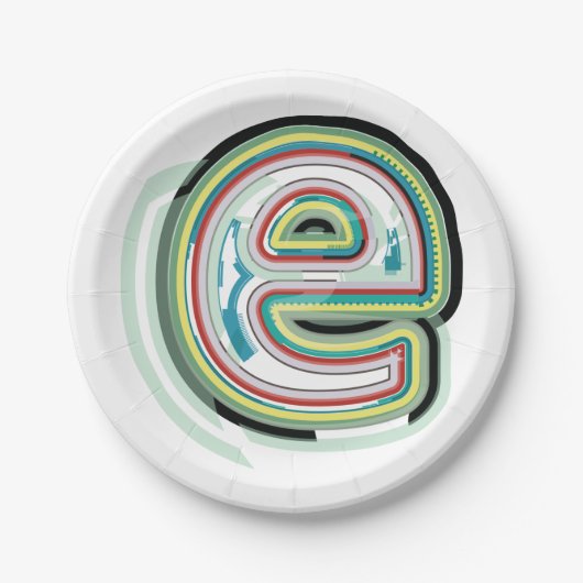 数々の色文字E抽象芸術モダンタイポグラフィ ペーパープレート (正面)