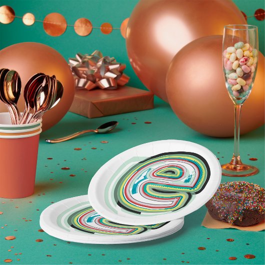 数々の色文字E抽象芸術モダンタイポグラフィ ペーパープレート