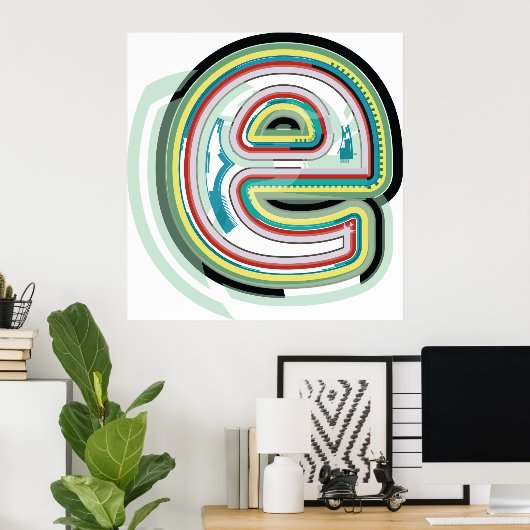 数々の色文字E抽象芸術モダンタイポグラフィ ポスター (ホームオフィス)