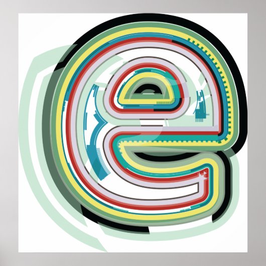 数々の色文字E抽象芸術モダンタイポグラフィ ポスター (正面)