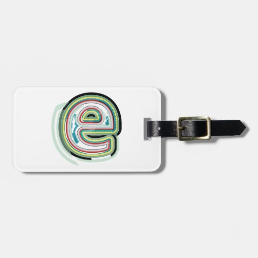 数々の色文字E抽象芸術モダンタイポグラフィ ラゲッジタグ (正面横)