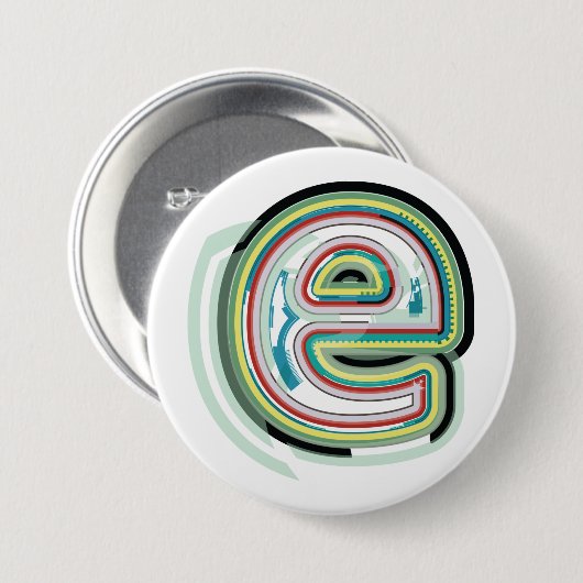 数々の色文字E抽象芸術モダンタイポグラフィ 缶バッジ (正面&裏面)