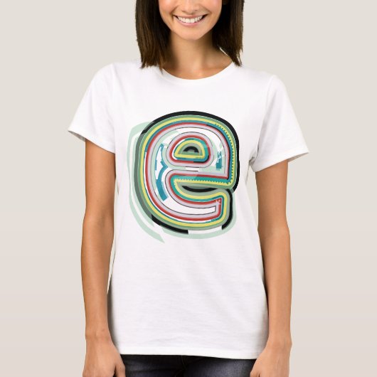 数々の色文字E抽象芸術モダンタイポグラフィ Tシャツ (正面)