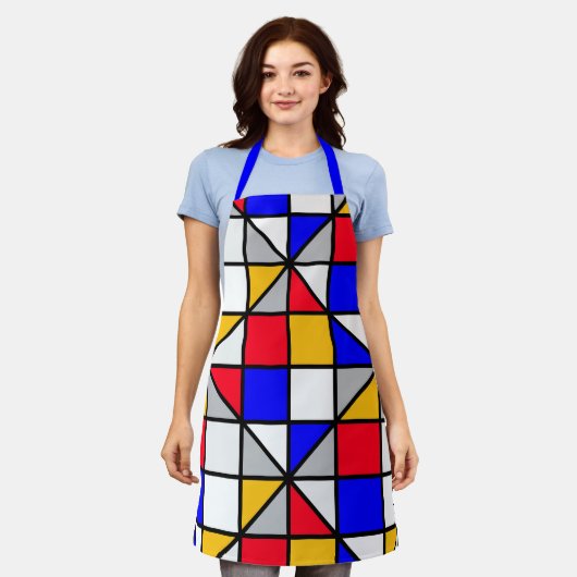 数々の色正方形 エプロン (着用した状態)