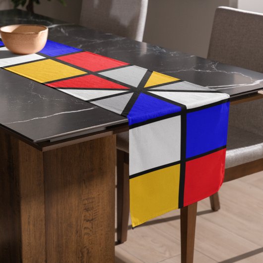 数々の色正方形 ロングテーブルランナー