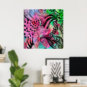 数々の色水彩及びインクパターンスケッチ ポスター (ホームオフィス)