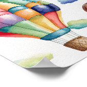 数々の色水彩温風船アートプリント ポスター (角)