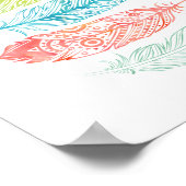 数々の色水彩羽トライバルプリントポスター ポスター (角)