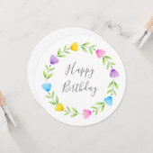 数々の色水彩花茎リース カード (正面/裏面インサイチュ)