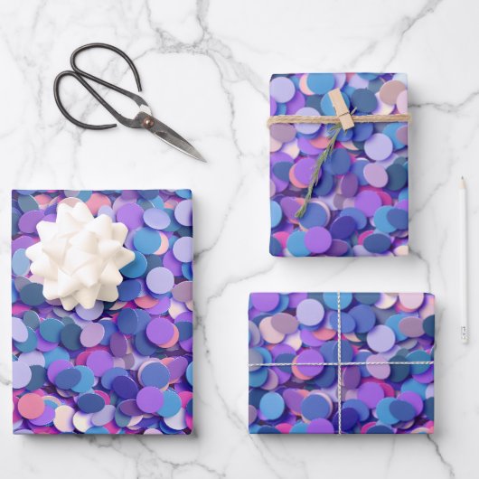 数々の色紙吹雪 ラッピングペーパーシート (正面)