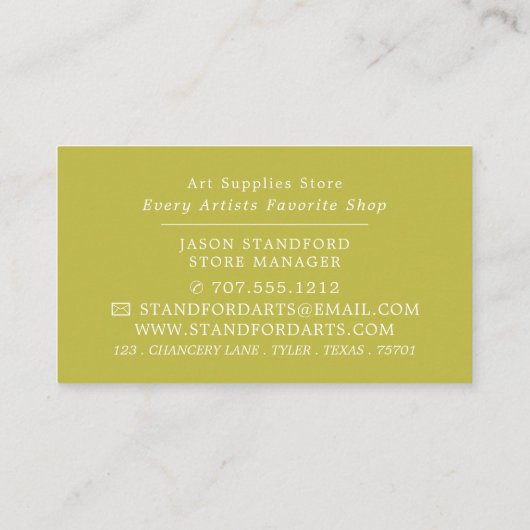 数々の色絵を描抽象芸術用品店 名刺 (裏面)