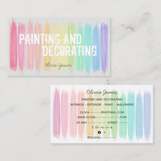 数々の色絵を描絵を描筋飾と 名刺 (正面/裏面)