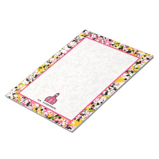 数々の色絵を描(ばちゃばちゃ)跳ねる先生 ノートパッド (アングル)