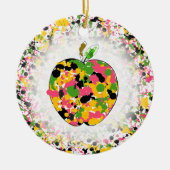 数々の色絵を描（ばちゃばちゃ）跳ねるApple先生 セラミックオーナメント (正面)