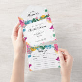 数々の色葉ブライダルシャワー オールインワン招待状 (貼ってはがせる)