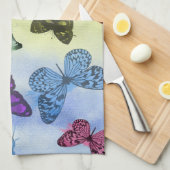 数々の色蝶の水の色絵画の キッチンタオル (四つ折り)