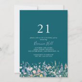 数々の色野花グリーン21歳の誕生日パーティー 招待状 (正面)