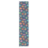 数々の色金ゴールドクリスマスツリー装飾パターン ショートテーブルランナー (正面)