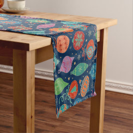 数々の色金ゴールドクリスマスツリー装飾パターン ショートテーブルランナー