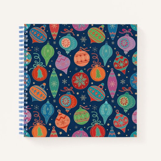 数々の色金ゴールドクリスマスツリー装飾パターン ノートブック (正面)