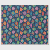 数々の色金ゴールドクリスマスツリー装飾パターン ラッピングペーパー (フラット)