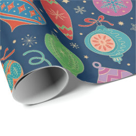 数々の色金ゴールドクリスマスツリー装飾パターン ラッピングペーパー