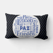 数々の言語の青か黒い腰神経の枕か平和 ランバークッション (裏面)
